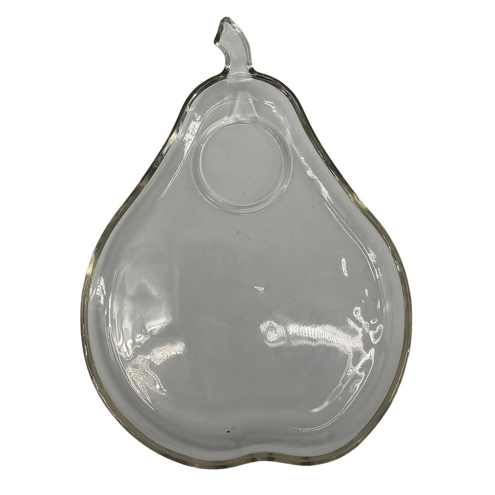 4 Set Vintage Lovely Glass Pear Shaped Snack Plates sandwich plate 8" x 6 3/4". - Picture 2 of 4